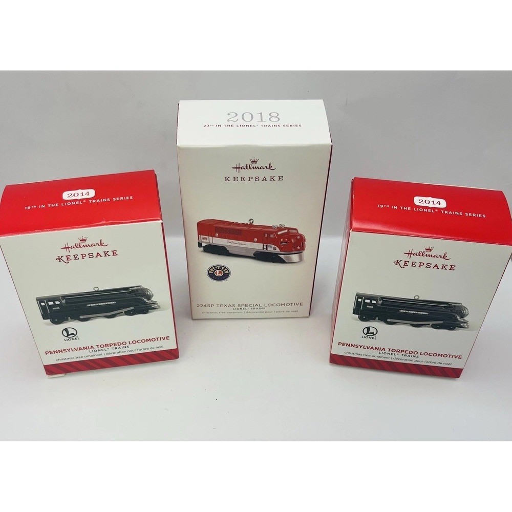 Hallmark Keepsake Lionel Trains Ornaments 2014 Pennsylvania 2018 Texas Special